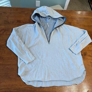Hello nite Georgia Light Blue sky Hooded Pullover zip-hood size XS 100% cotton